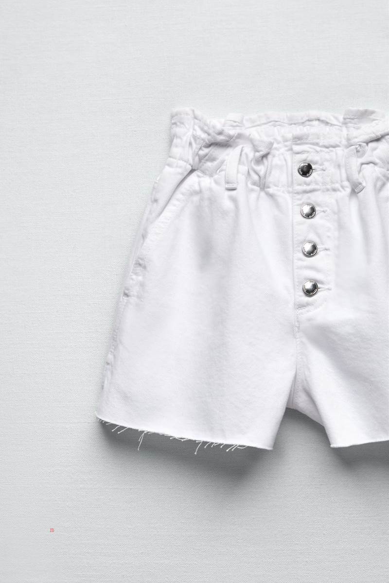 ZARA BAGGY PAPERBAG DENIM WITH BUTTONS Shorts Dam Vita | ZIHQX-9817