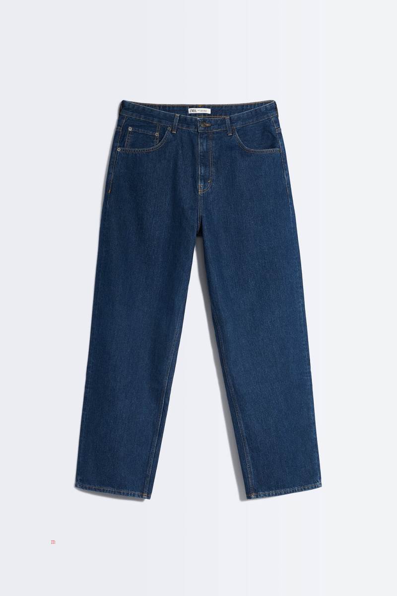 ZARA BAGGY Relaxed Fit Jeans Herr Blå | CGNOW-1798