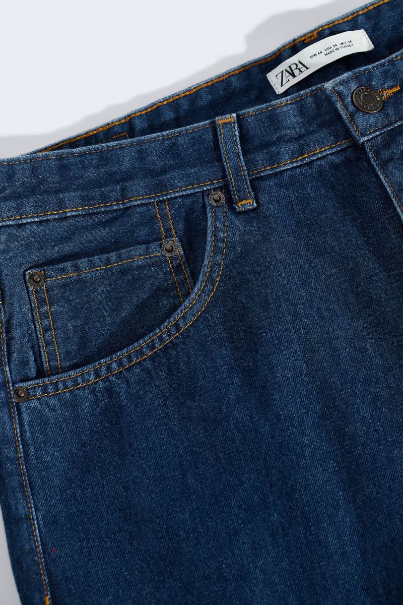 ZARA BAGGY Relaxed Fit Jeans Herr Blå | CGNOW-1798
