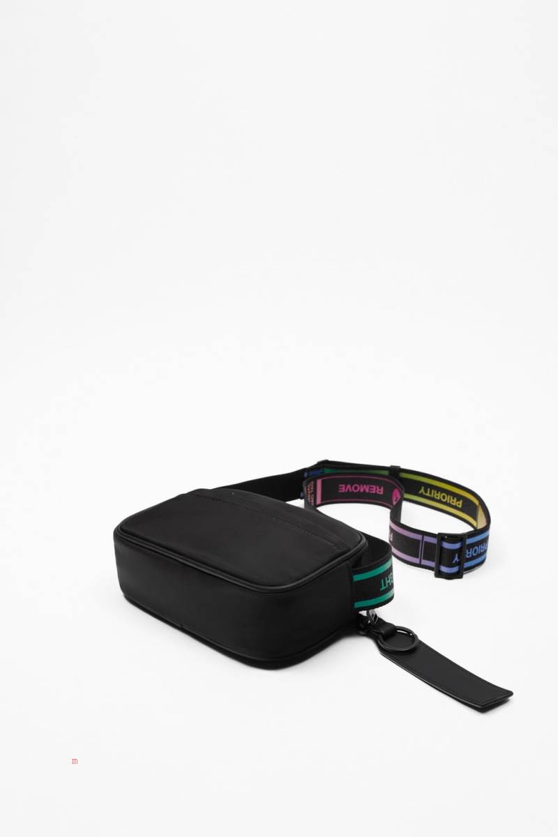 ZARA BAG WITH MULTICOLOURED STRAP Crossbody Väska Herr Svarta | YNOJA-6753