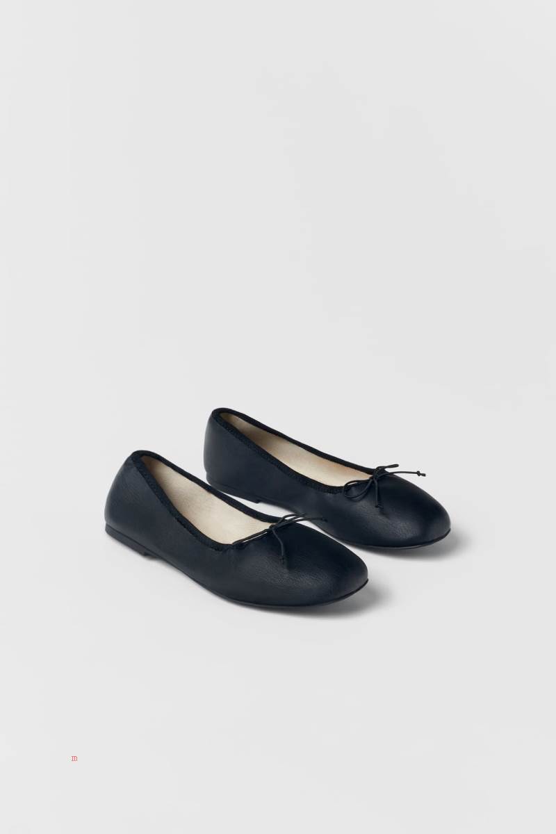 ZARA BALLET FLAT WITH BOW Ballerina Tjej Svarta | WCVJT-0357