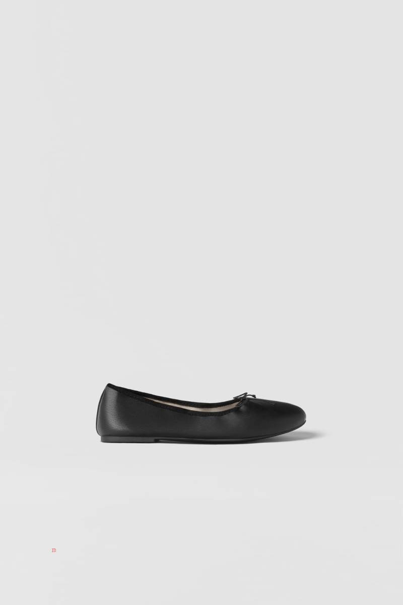 ZARA BALLET FLAT WITH BOW Ballerina Tjej Svarta | WCVJT-0357