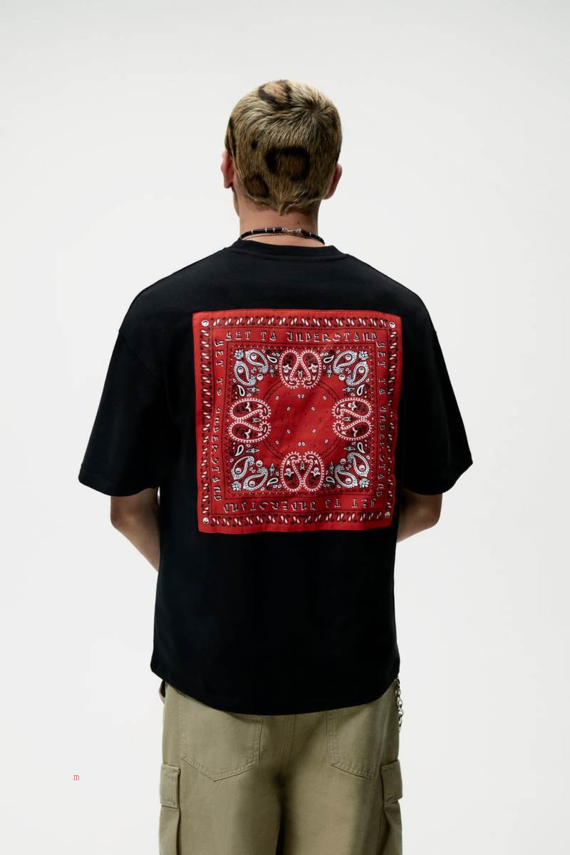 ZARA BANDANNA PATCH T-shirt Herr Svarta | ONFZC-2810