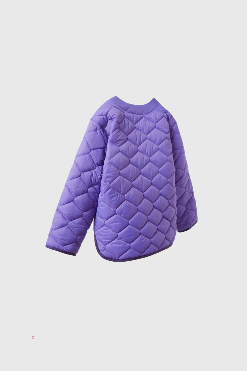 ZARA BASEBALL COLLAR Quiltad Jacka Tjej Lila | TQXZM-5694