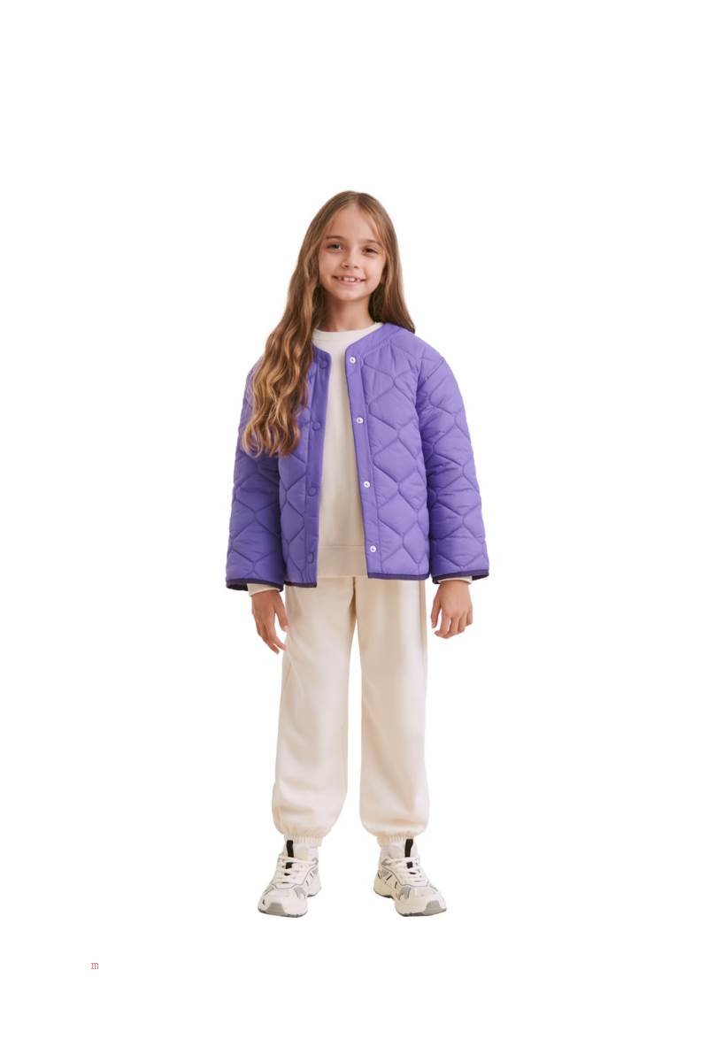 ZARA BASEBALL COLLAR Quiltad Jacka Tjej Lila | TQXZM-5694