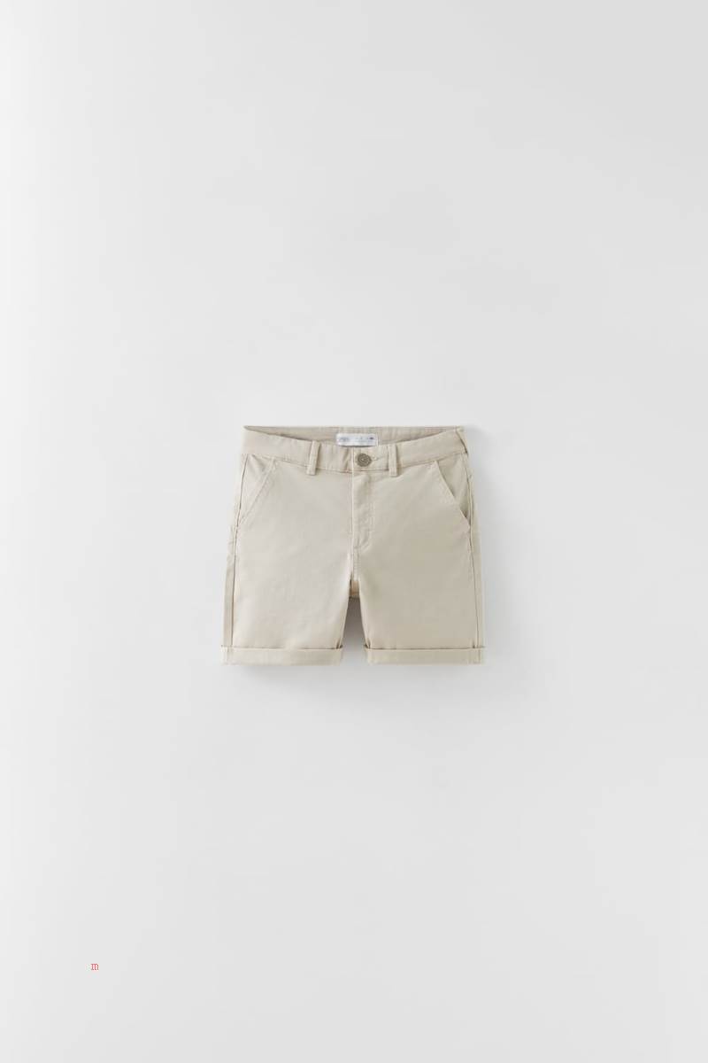 ZARA BASIC CHINO BERMUDA Shorts Pojke Ljusbeige | GFDOL-6589