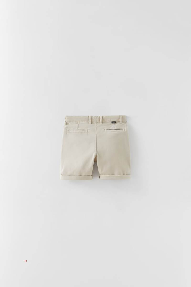 ZARA BASIC CHINO BERMUDA Shorts Pojke Ljusbeige | GFDOL-6589