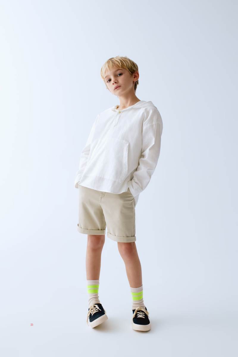 ZARA BASIC CHINO BERMUDA Shorts Pojke Ljusbeige | GFDOL-6589