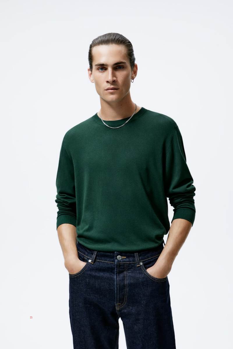 ZARA BASIC COLOURED Tröjor Herr Gröna | FWCHM-7831