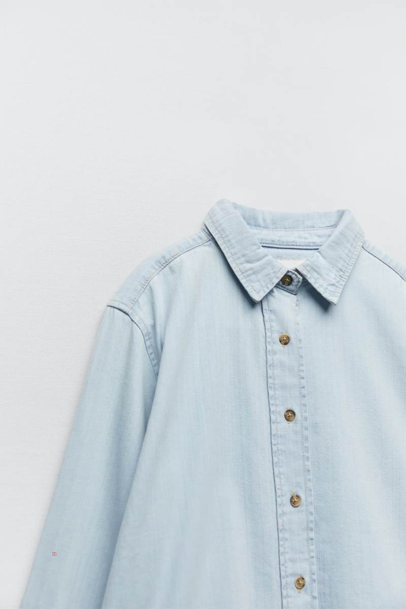 ZARA BASIC DENIM Skjorta Dam Blå | PVYWR-8796