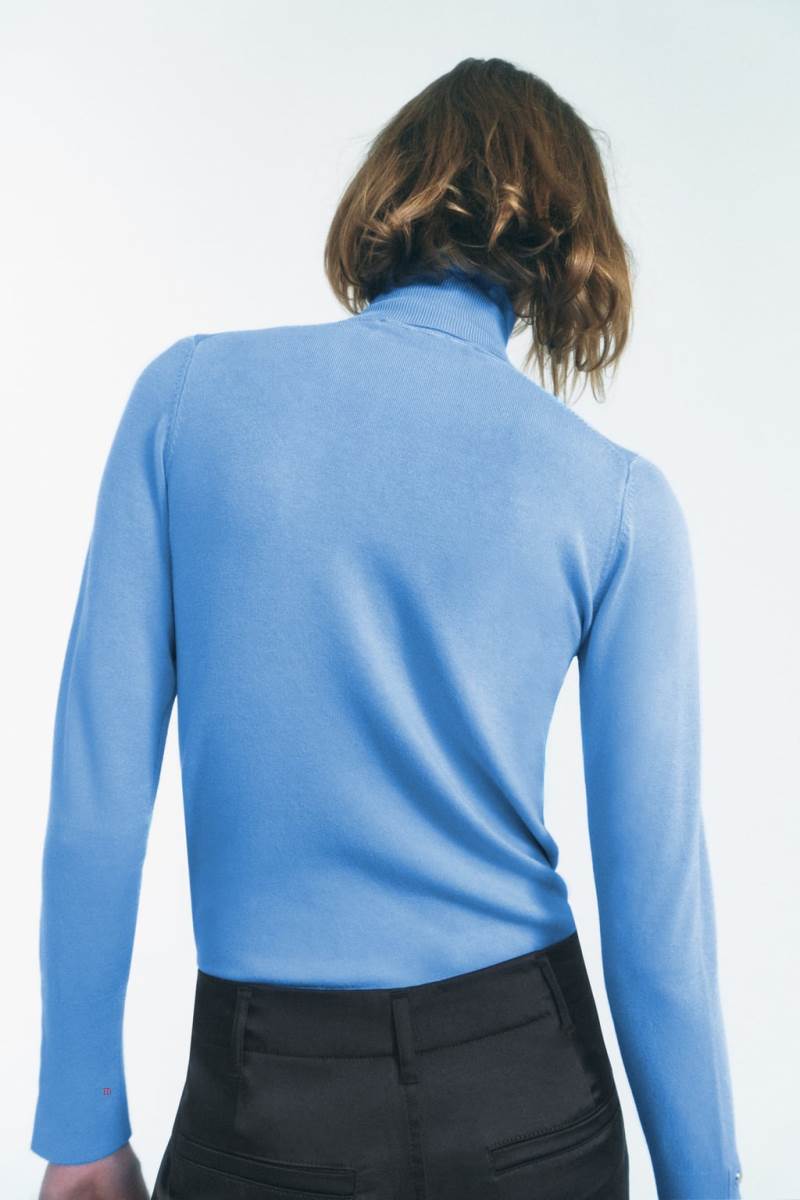 ZARA BASIC HIGH NECK KNIT Tröjor Dam Ljusblå | IJHYT-2471