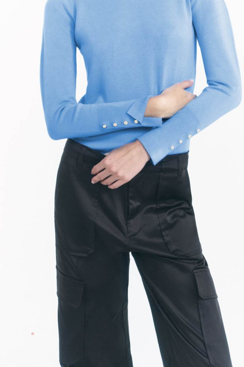 ZARA BASIC HIGH NECK KNIT Tröjor Dam Ljusblå | IJHYT-2471