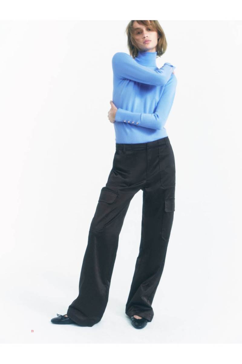 ZARA BASIC HIGH NECK KNIT Tröjor Dam Ljusblå | IJHYT-2471