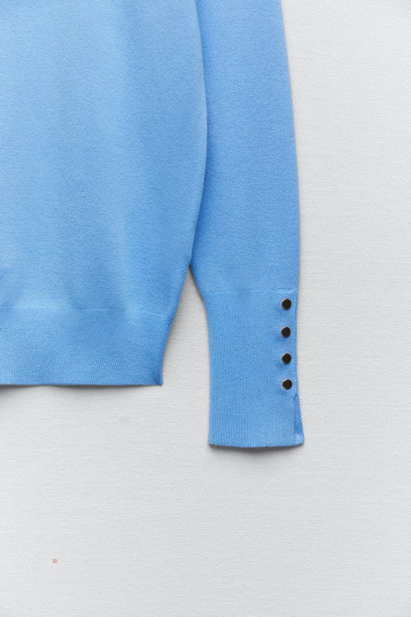 ZARA BASIC HIGH NECK KNIT Tröjor Dam Ljusblå | IJHYT-2471