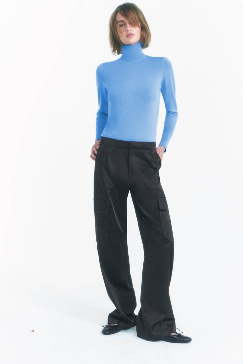 ZARA BASIC HIGH NECK KNIT Tröjor Dam Ljusblå | IJHYT-2471