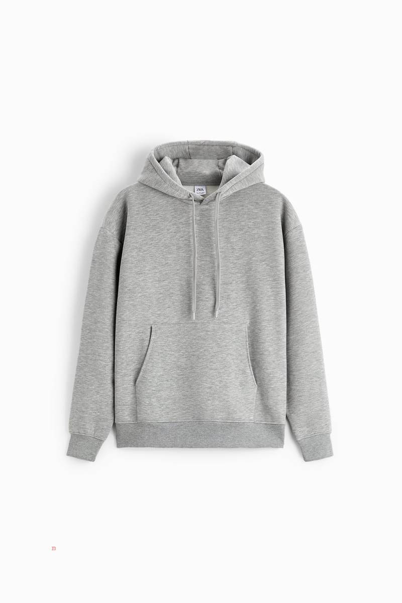 ZARA BASIC Hoodie Herr Grå | IDOYF-1634