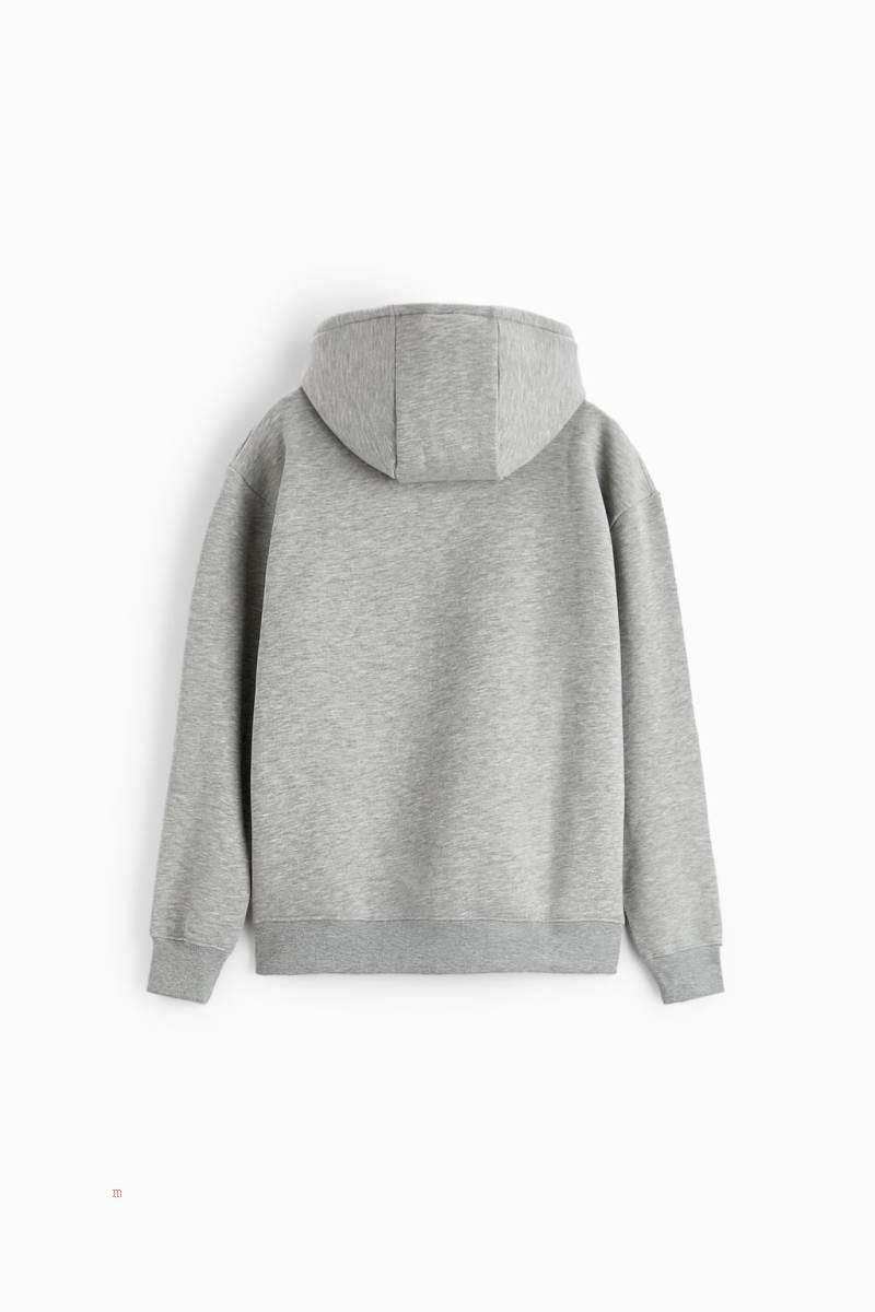 ZARA BASIC Hoodie Herr Grå | IDOYF-1634