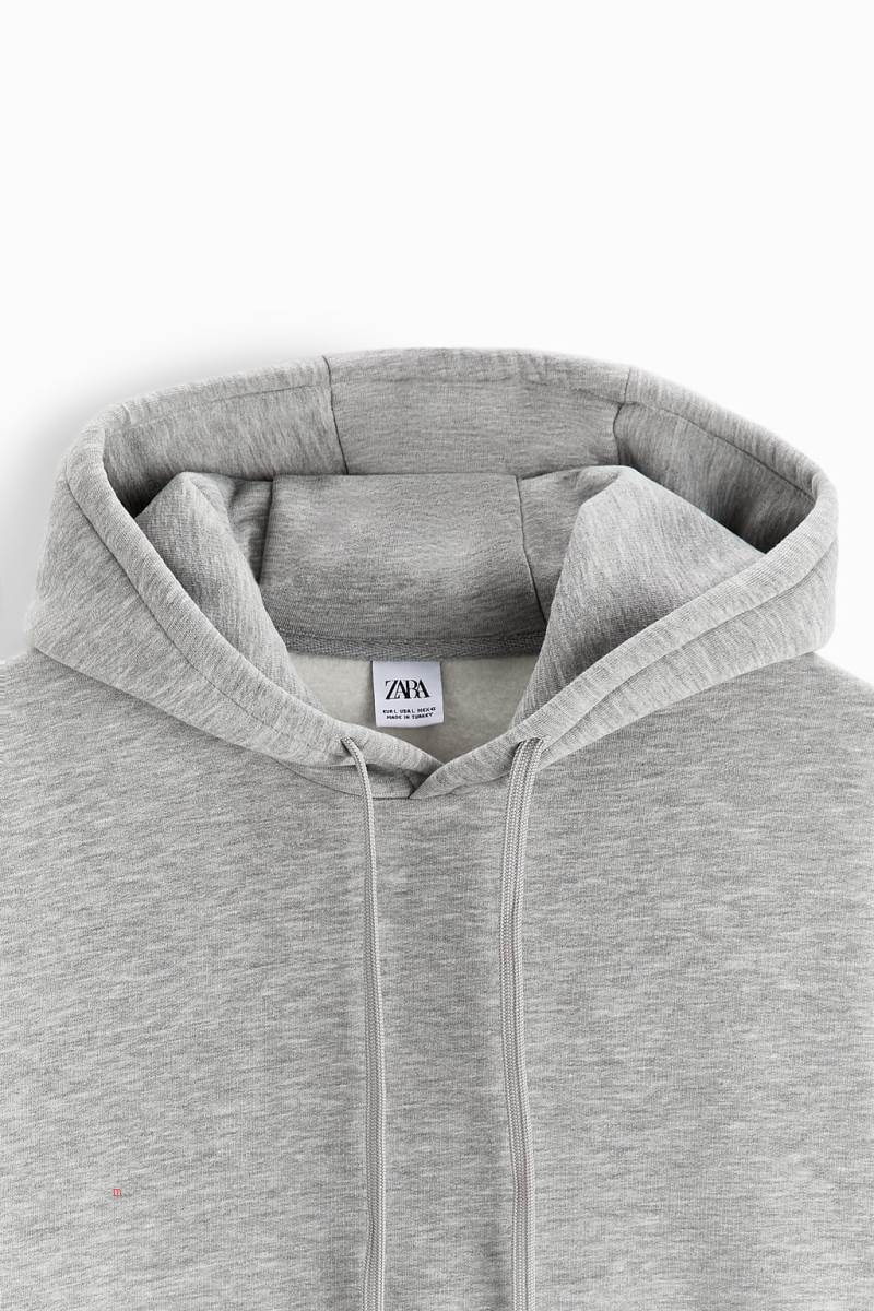 ZARA BASIC Hoodie Herr Grå | IDOYF-1634