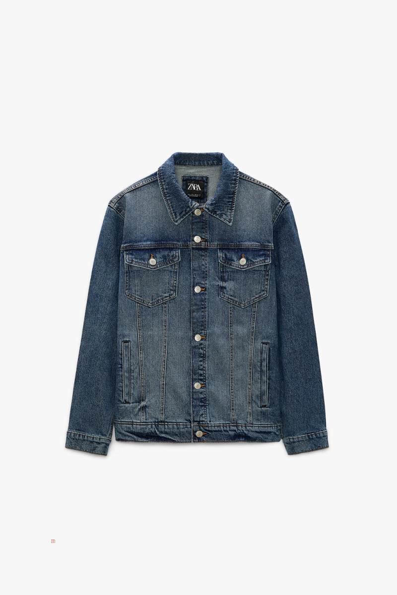 ZARA BASIC Jeansjacka Herr Blå | DTMIZ-3197