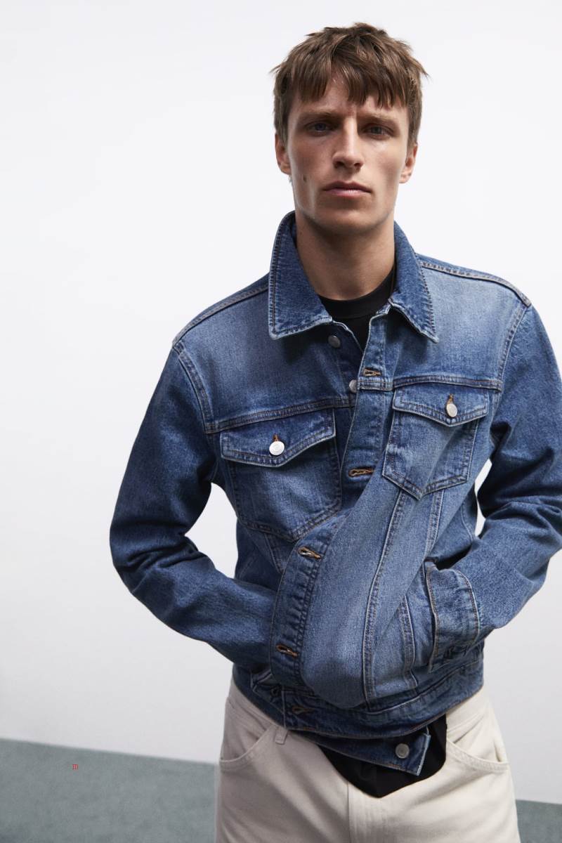 ZARA BASIC Jeansjacka Herr Blå | DTMIZ-3197