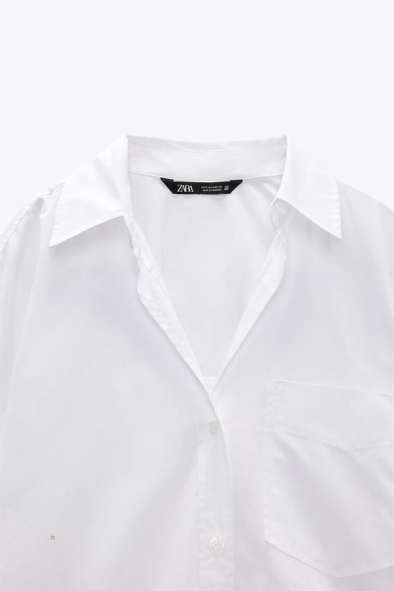 ZARA BASIC POPLIN Skjorta Dam Vita | DATEW-7581