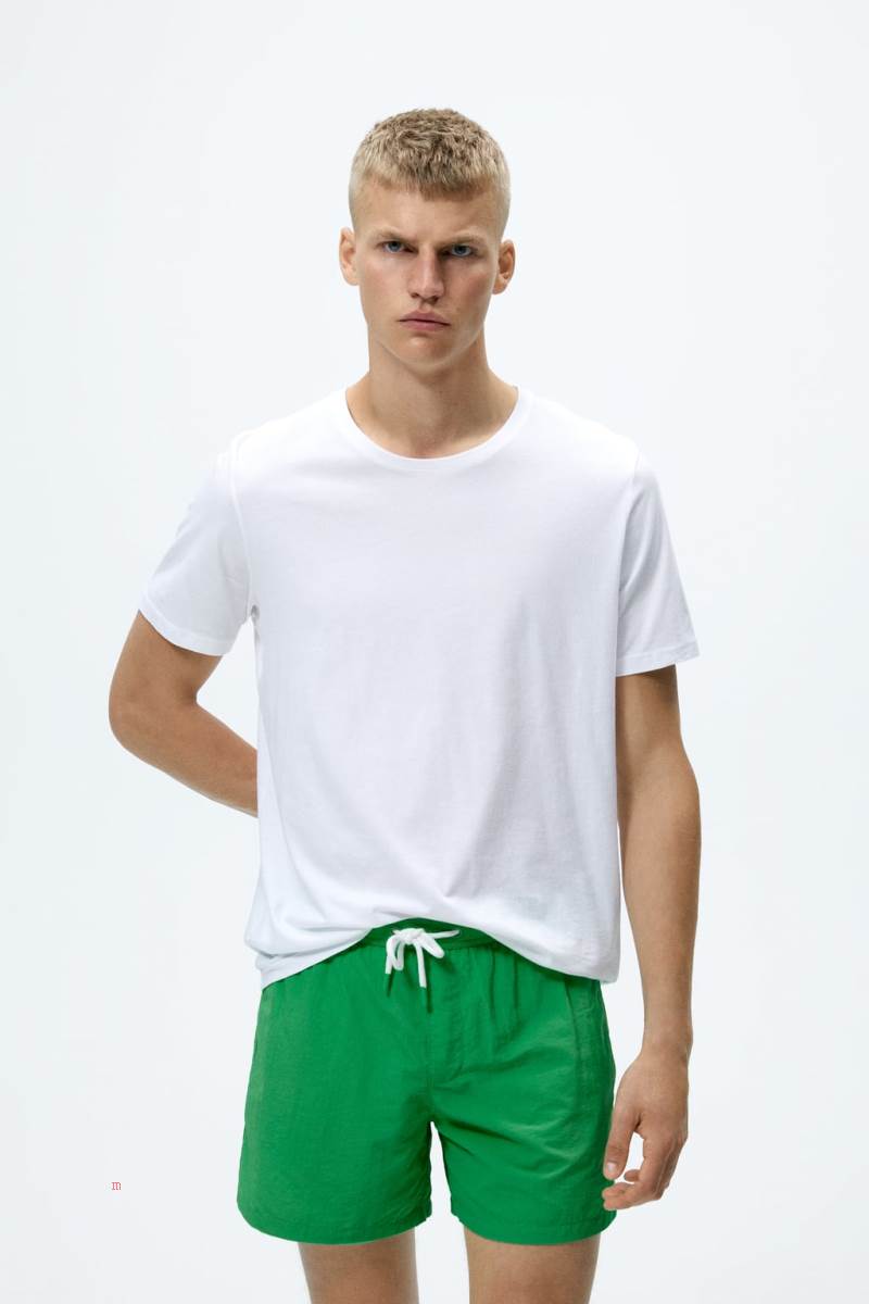 ZARA BASIC SWIMMING TRUNKS Badkläder Herr Gröna | PXRNK-3769