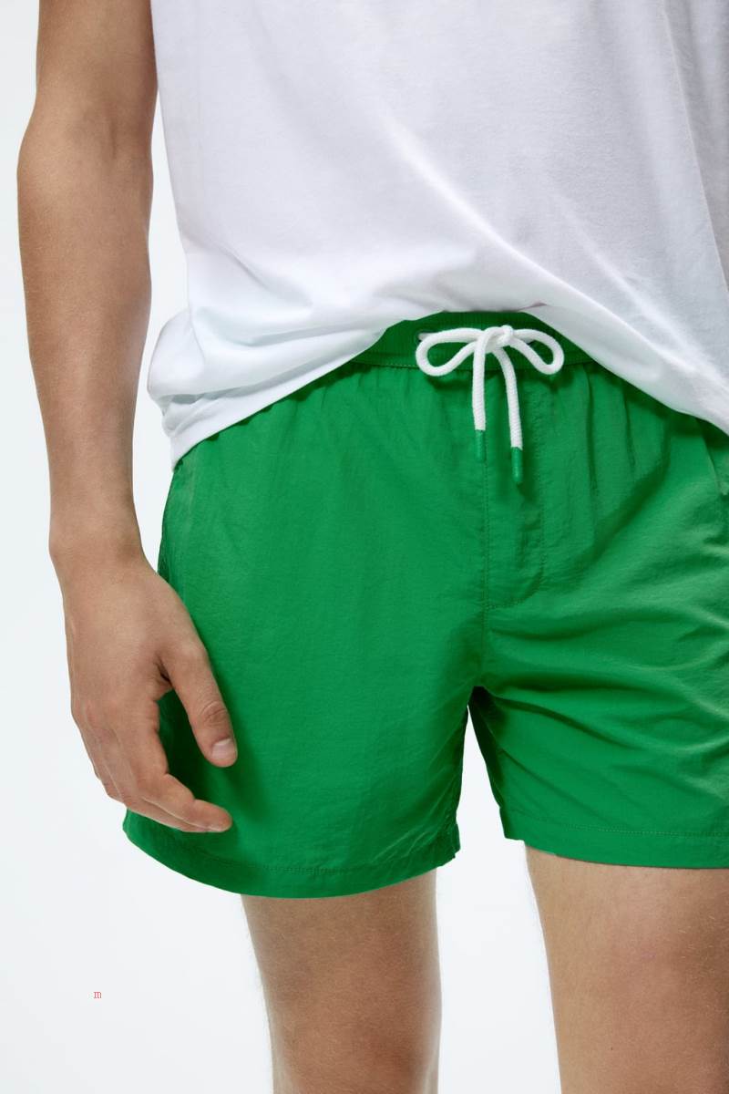ZARA BASIC SWIMMING TRUNKS Badkläder Herr Gröna | PXRNK-3769