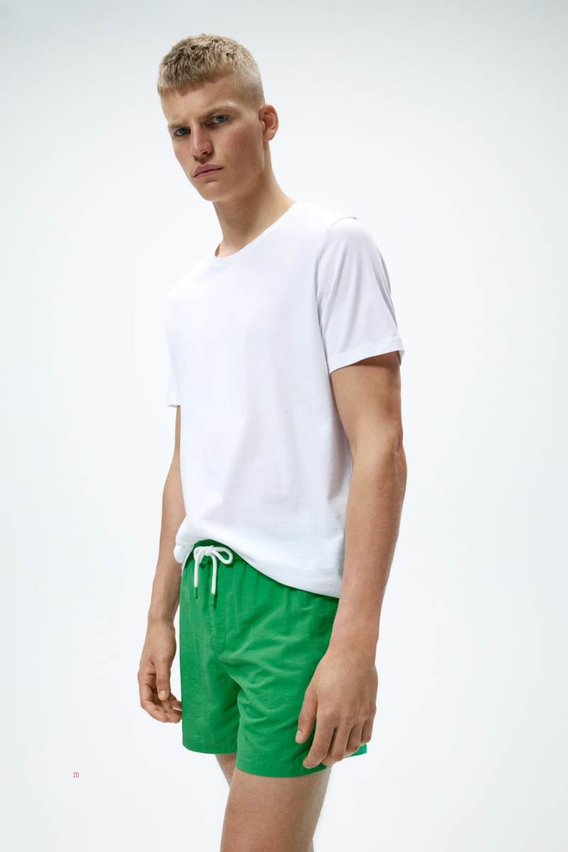 ZARA BASIC SWIMMING TRUNKS Badkläder Herr Gröna | PXRNK-3769