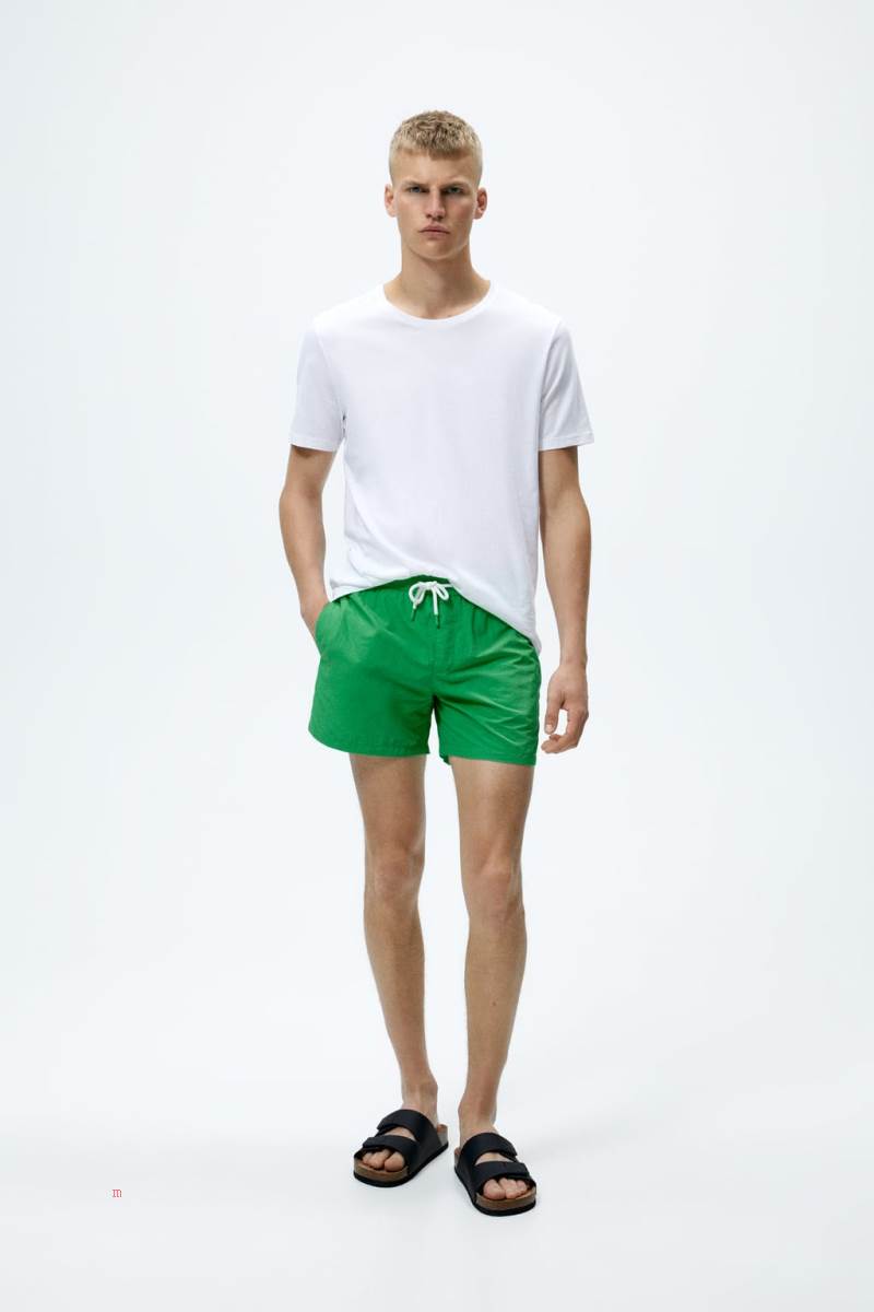 ZARA BASIC SWIMMING TRUNKS Badkläder Herr Gröna | PXRNK-3769