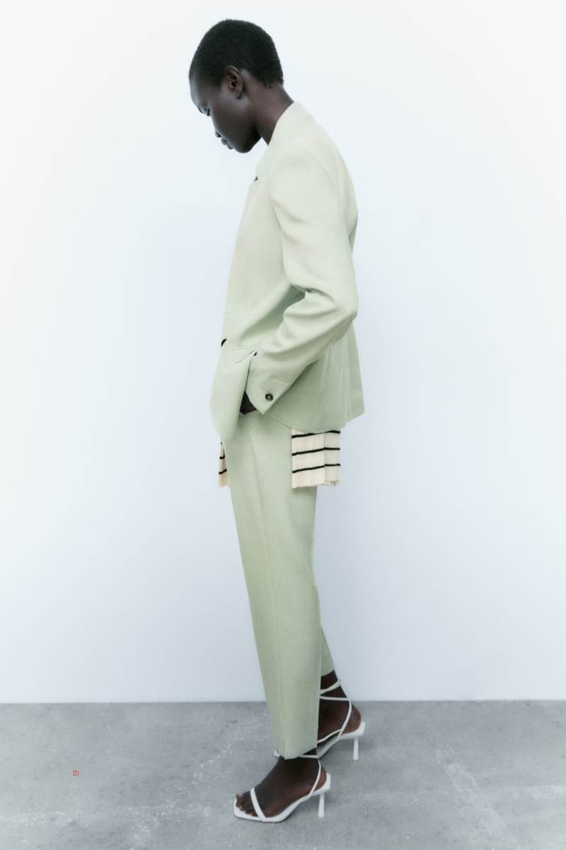 ZARA BASIC WITH INVERTED LAPEL COLLAR Blazers Dam Gröna | VJDRK-7318
