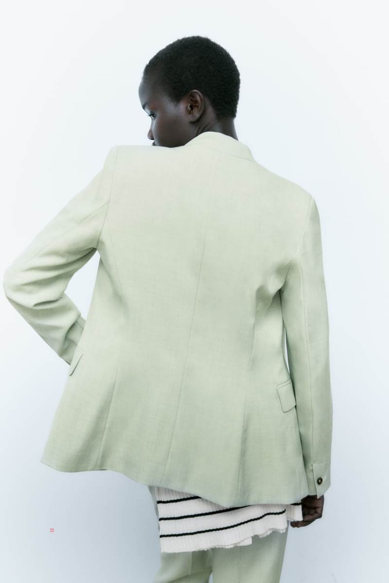 ZARA BASIC WITH INVERTED LAPEL COLLAR Blazers Dam Gröna | VJDRK-7318