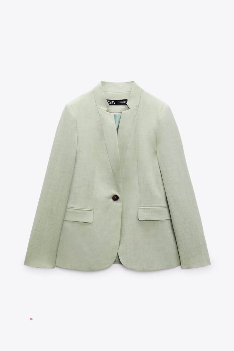 ZARA BASIC WITH INVERTED LAPEL COLLAR Blazers Dam Gröna | VJDRK-7318