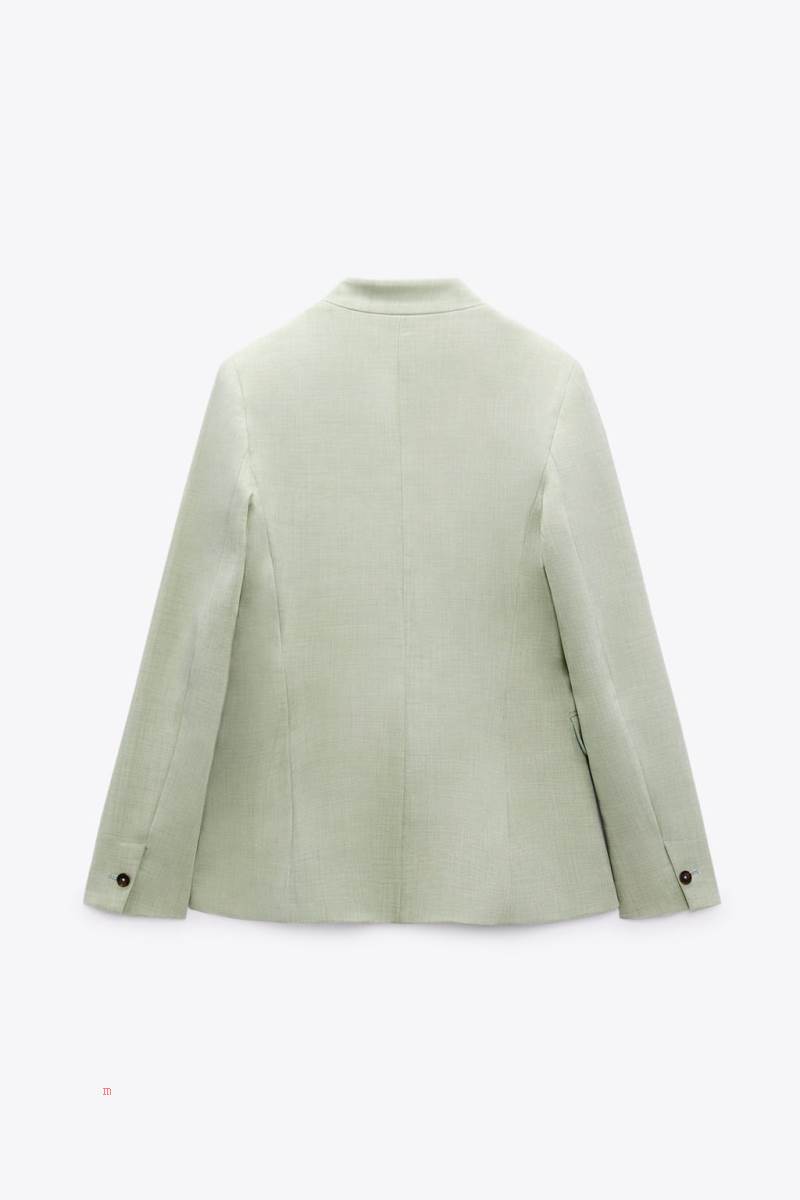 ZARA BASIC WITH INVERTED LAPEL COLLAR Blazers Dam Gröna | VJDRK-7318