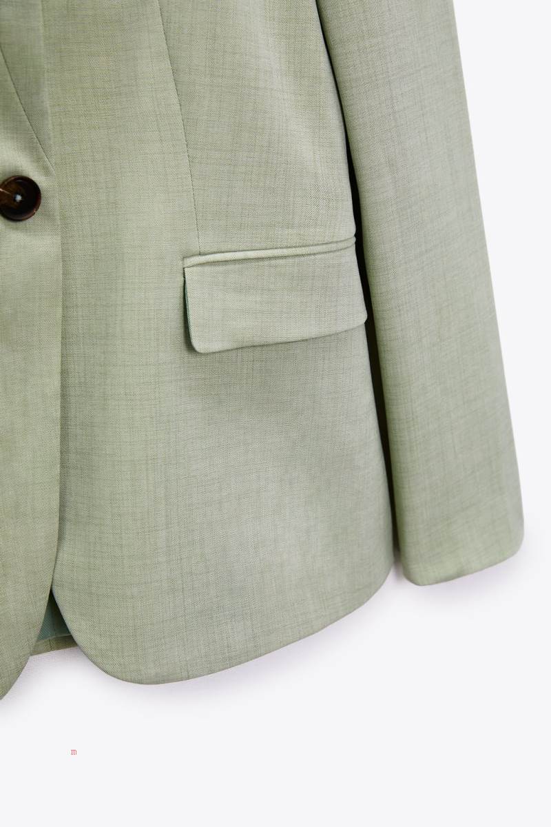 ZARA BASIC WITH INVERTED LAPEL COLLAR Blazers Dam Gröna | VJDRK-7318