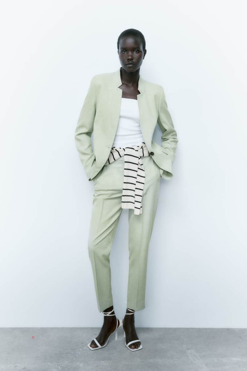 ZARA BASIC WITH INVERTED LAPEL COLLAR Blazers Dam Gröna | VJDRK-7318