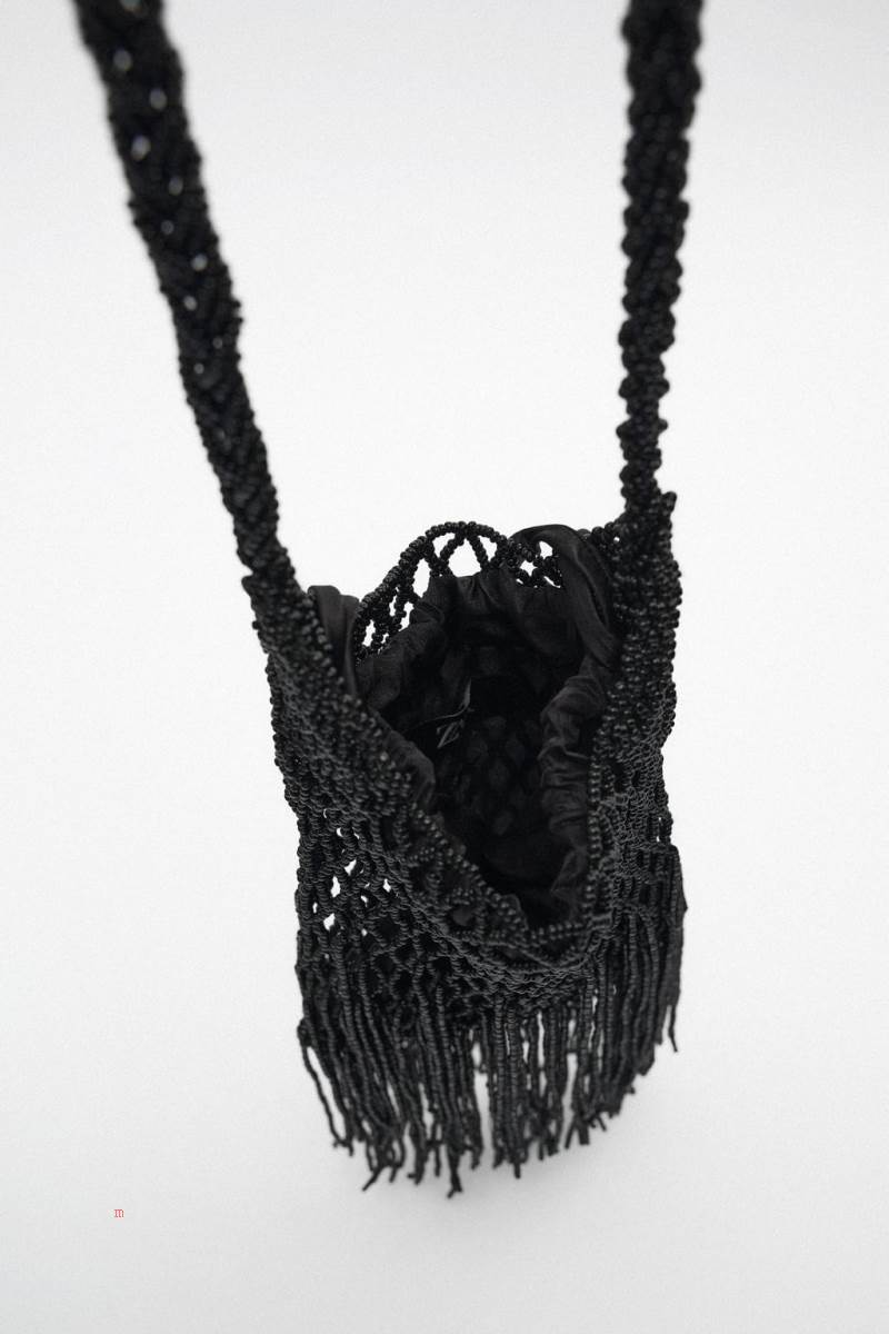 ZARA BEADED Axelväska Dam Svarta | AGJDM-3708