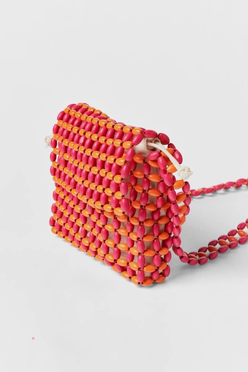 ZARA BEADED Crossbody Väska Tjej Rosa | BUYGK-7058