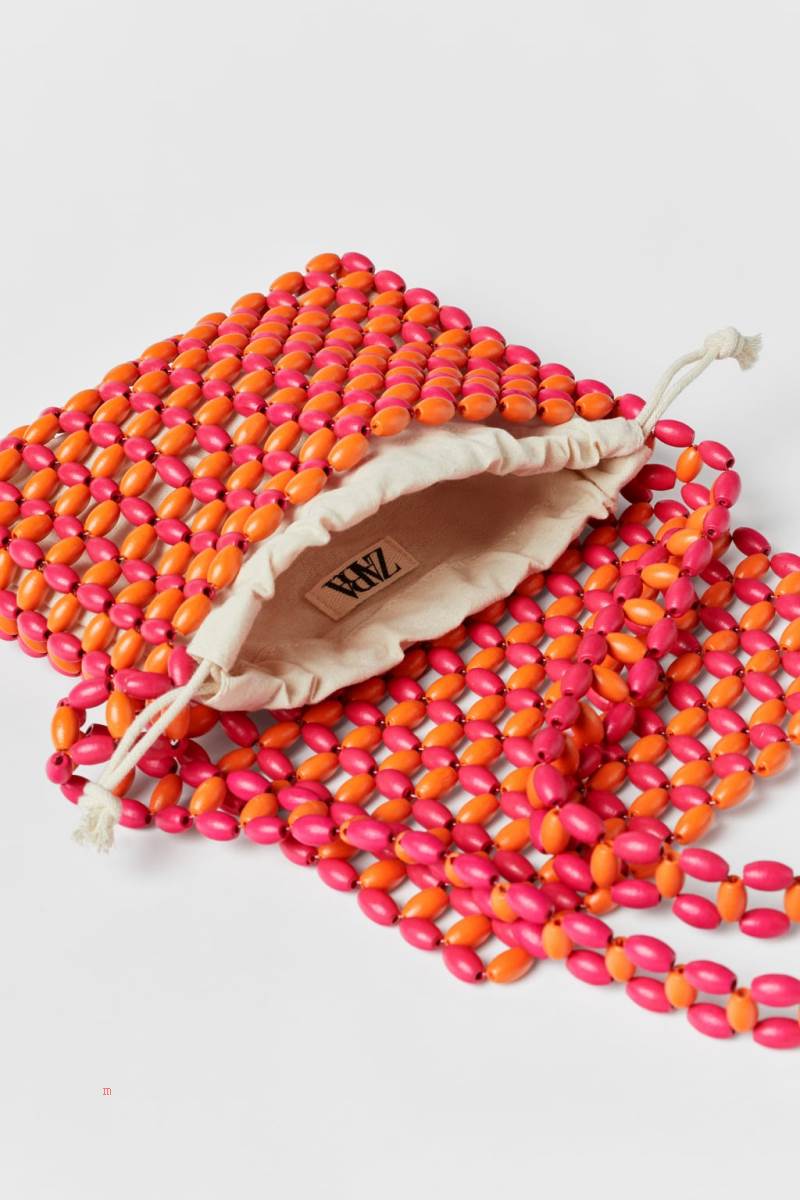 ZARA BEADED Crossbody Väska Tjej Rosa | BUYGK-7058
