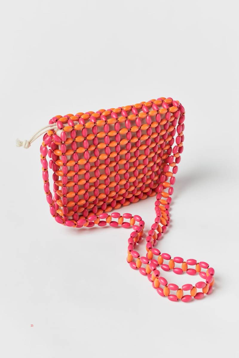ZARA BEADED Crossbody Väska Tjej Rosa | BUYGK-7058