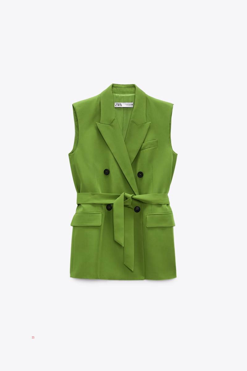 ZARA BELT Kostym Väst Dam Gröna | CPRMW-4562