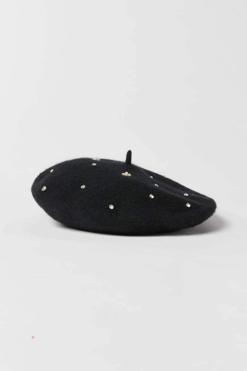 ZARA BERET WITH APPLIQUÉS Hatt Tjej Svarta | QNLDG-2401