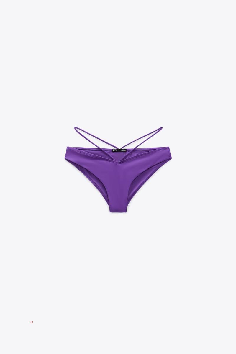 ZARA BIKINI BOTTOMS WITH STRAPS Badkläder Dam Lila | NRFBA-2096