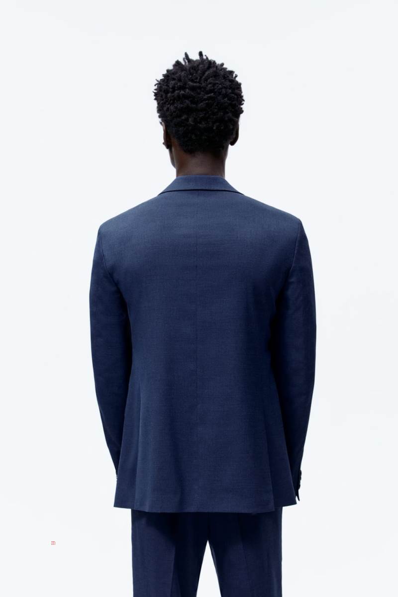 ZARA BIRD’S-EYE SUIT Blazers Herr Blå | UFWOX-8960