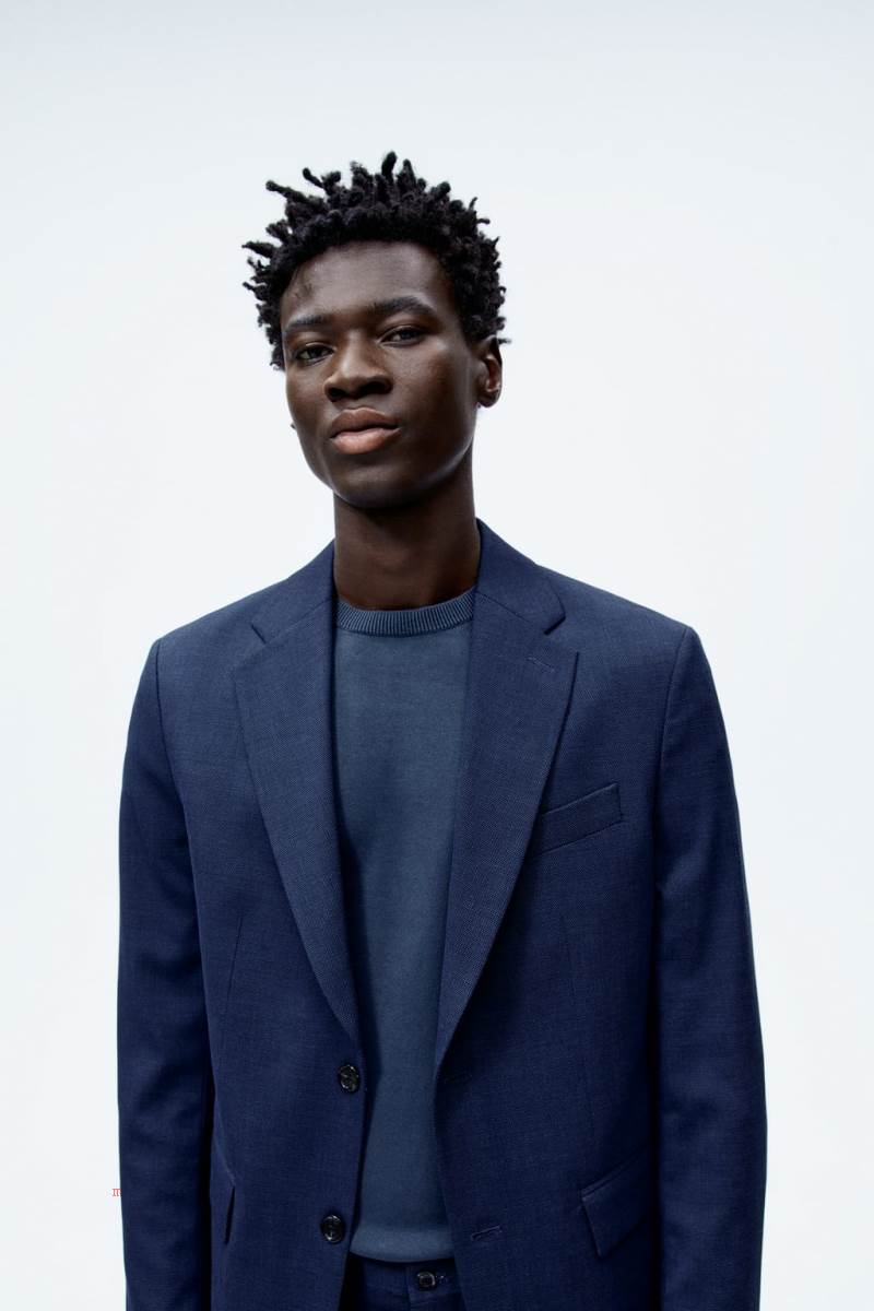 ZARA BIRD’S-EYE SUIT Blazers Herr Blå | UFWOX-8960