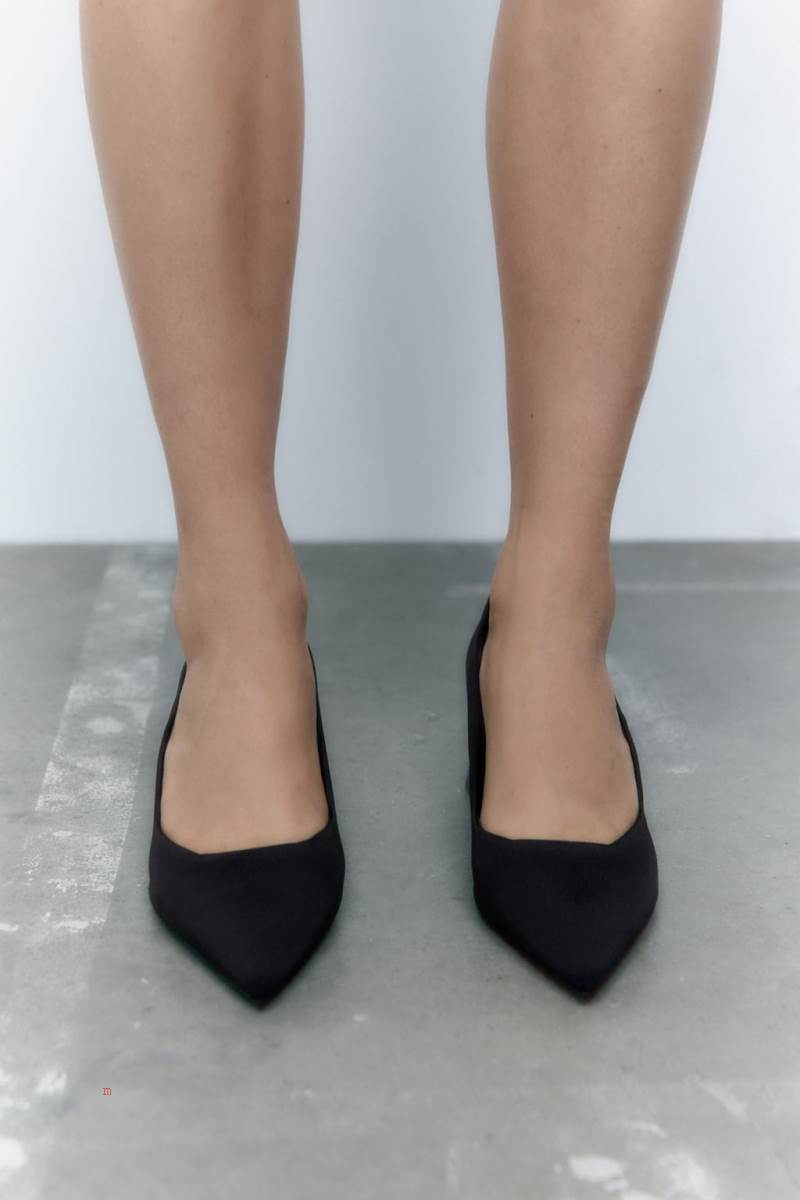 ZARA BLOCK-HEEL FABRIC Högklackade Skor Dam Svarta | CQUTM-2419