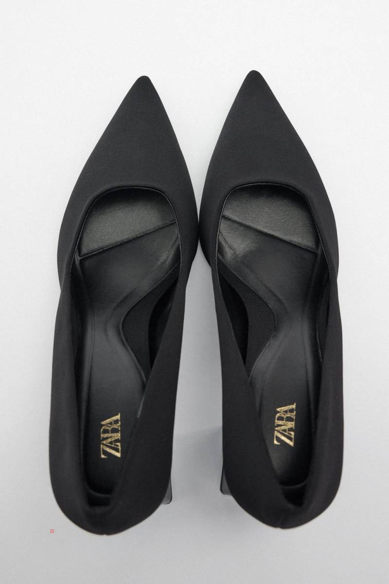 ZARA BLOCK-HEEL FABRIC Högklackade Skor Dam Svarta | CQUTM-2419