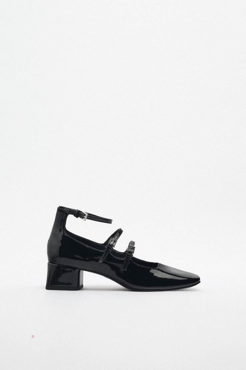 ZARA BLOCK-HEEL Högklackade Skor Dam Svarta | CPOUB-5342