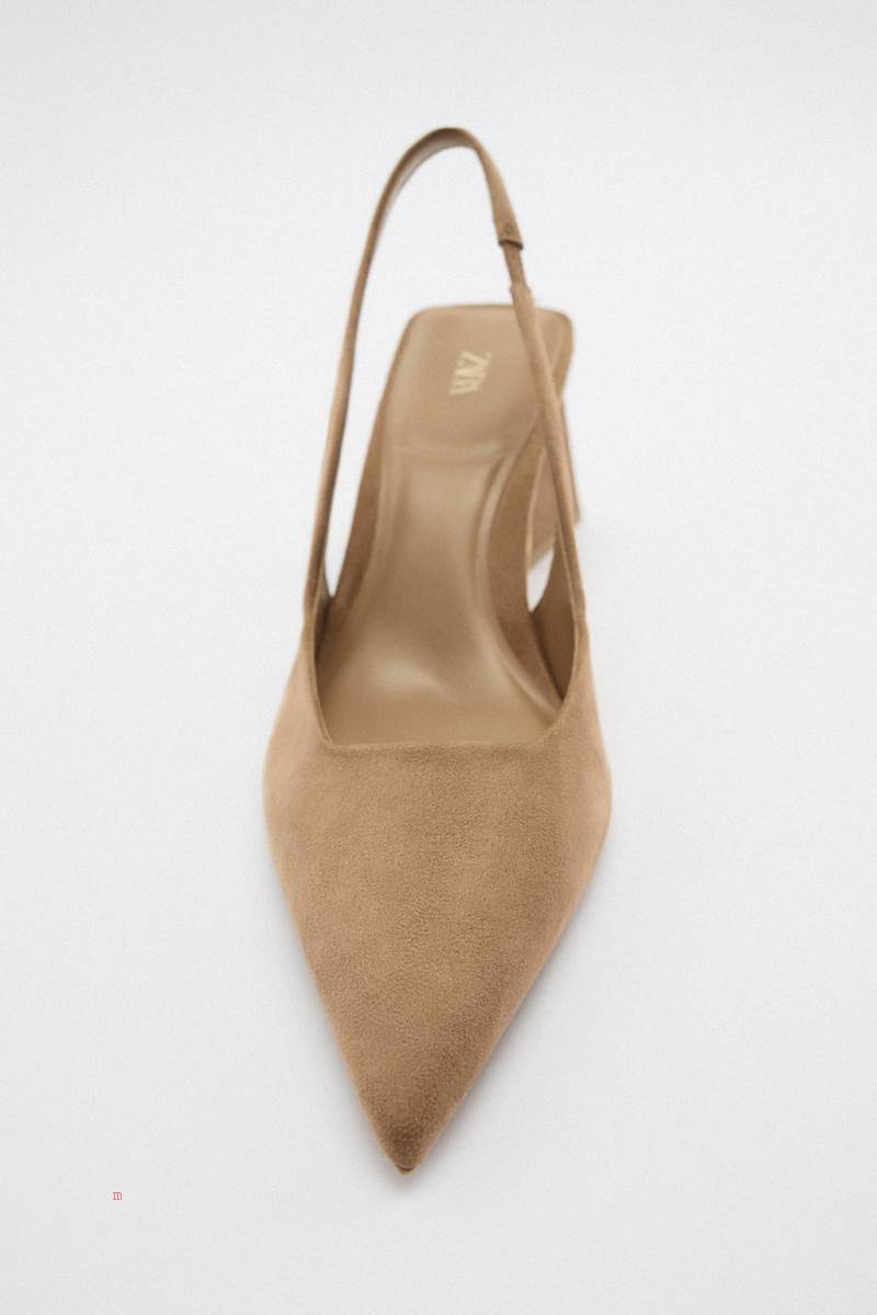ZARA BLOCK-HEEL SLINGBACK Högklackade Skor Dam Bruna | YLEWA-9327