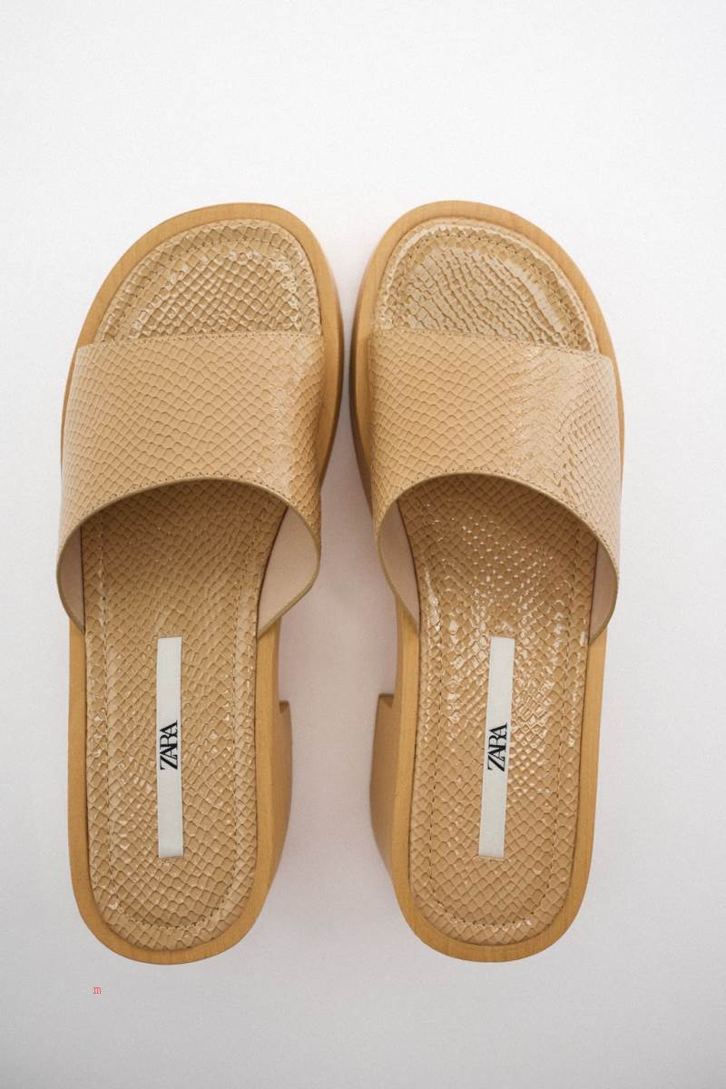 ZARA BLOCK HEEL Sandaler Dam Beige | GVKTY-5078