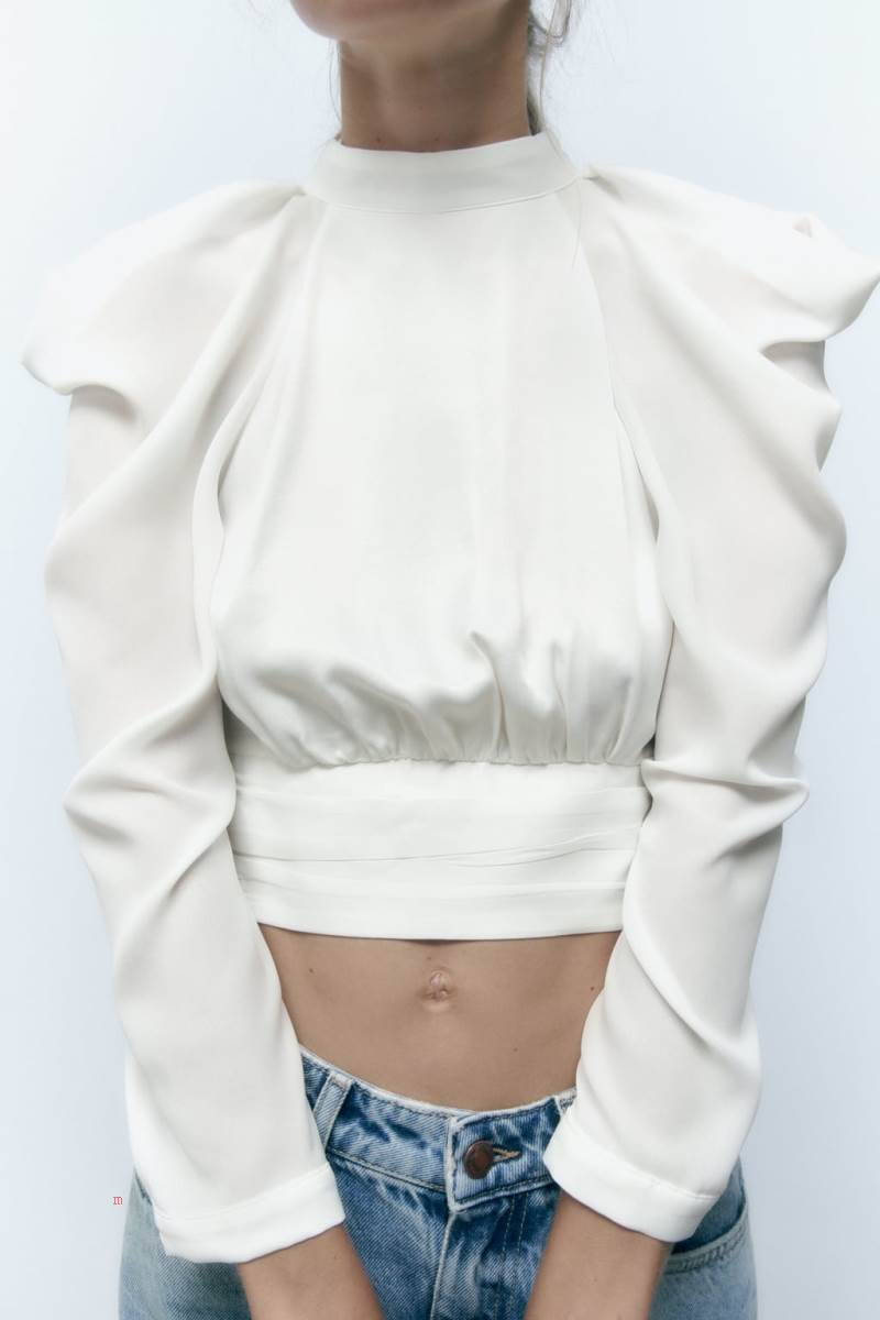 ZARA BLOUSE WITH CUT-OUT SHOULDERS Blusar Dam Vita | QOYZS-0897
